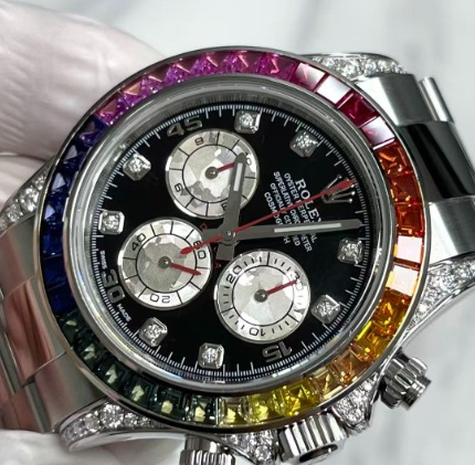 Rolex Daytona Rainbow Sapphire Bezel - Multi-Color Genuine Sapphires