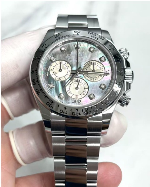 Rolex Daytona Mother of Pearl Diamond Dial - Natural Nacre Main Dial, Crystallized White Gold Subdials
