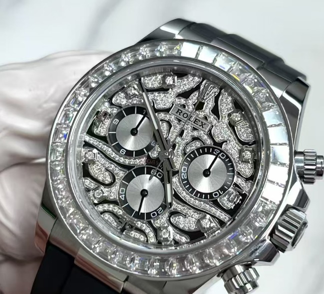 Rolex Daytona Tiger Complete Set - Diamond Dial + Moissanite Bezel