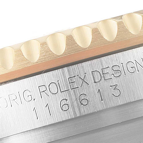 Rolex reference number engraved on case between lugs